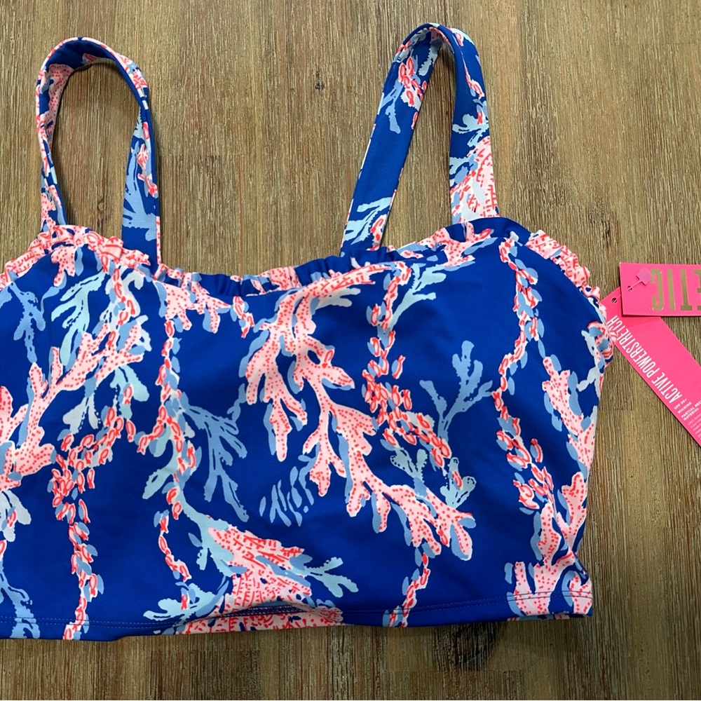 Lilly Pulitzer Blue and Pink Floral Bikini Top